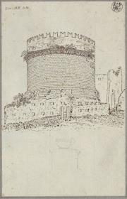 Das Grabmal der Cecilia Metella an der Via Appia bei Rom