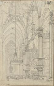 "Innere Ansicht des Querschiffs des Domes von Milano" / Blick in die Vierung und das nördliche Querschiff des Domes von Mailand