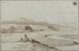 Campagnalandschaft mit dem Tiber und dem Monte Soratte im Hintergrund