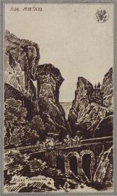 Bergschlucht mit Brücke bei Taormina