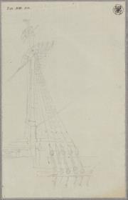 Mast mit Wanten und Mastkorb