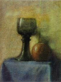 Ohne Titel (Weinglas mit Apfel)