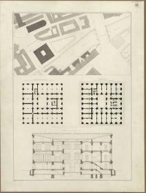 Berlin. Bauakademie. Lageplan, zwei Grundrisse und Querschnitt