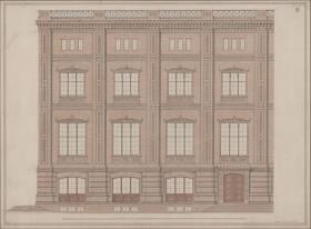 Berlin. Bauakademie. Aufriss von vier Jochen der Hauptfassade