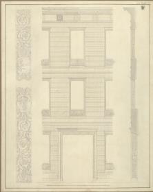Berlin. Feilnerhaus. Fassadenriss und Schnitt, Reliefs der Türlaibung