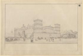 Berlin, Unter den Linden. Palais Prinz Wilhelm. Entwurf mit Ecktürmen. Ansicht