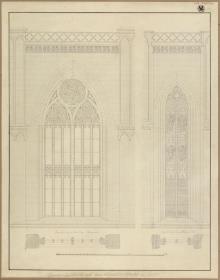 Berlin. Friedrichswerdersche Kirche. Aufriss und Grundriss des Portalfensters und eines Chorfensters