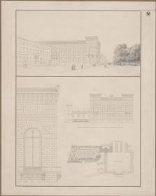 Berlin, Pariser Platz. Palais Prinz Wilhelm. Ansicht, Grundriss, Aufriss und Details