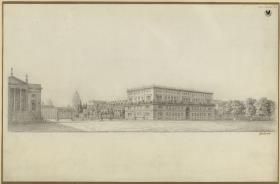 Berlin, Unter den Linden. Palais Prinz Wilhelm. Entwurf mit seitlichem Terrassengarten. Ansicht