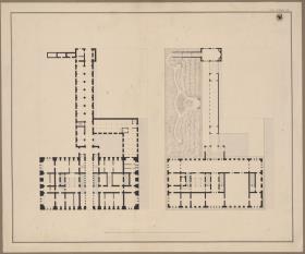 Berlin, Unter den Linden. Palais Prinz Wilhelm. Entwurf mit seitlichem Terrassengarten. Grundrisse