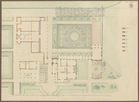 Potsdam-Sanssouci. Römische Bäder bei Schloss Charlottenhof, Gärtnerhaus. Situationsplan