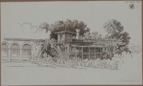 Potsdam-Sanssouci. Schloss Charlottenhof, Römische Bäder. Entwurf zum Maschinenmeisterhaus. Ansicht