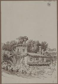 Potsdam-Sanssouci. Schloss Charlottenhof, Römische Bäder. Entwurf zum Maschinenmeisterhaus. Ansicht