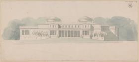 Potsdam-Sanssouci. Antikes Landhaus bei Schloss Charlottenhof. Ansicht der Eingangsseite