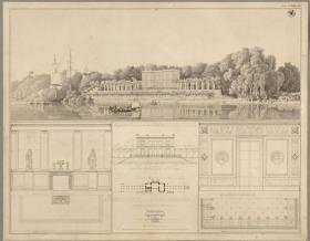Berlin. Schloss Glienicke, Casino. Grundriss und Ansichten