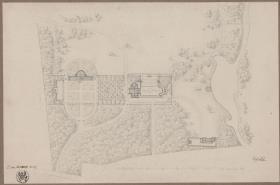 Potsdam-Sanssouci. Schloss Charlottenhof. Situationsplan mit geplanten Erweiterungen.