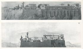 Athen, Akropolis. Palast des Königs Otto von Griechenland. Ansicht von Westen und Ansicht von Süden
