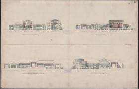 Athen, Akropolis. Palast des Königs Otto von Griechenland. Vier Schnitte