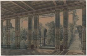 Schloss Orianda auf der Krim. Antikischer Entwurf. Empfangshalle, Kaisergarten