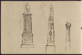 Pfeiler mit einer figürlichen Bekrönung & Obelisk & Säule