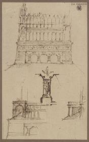 Berlin. Entwurf zu einem Denkmal für die Befreiungskriege. Ansicht mit Änderungen und Details