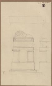 Berlin. Denkmal für General Scharnhorst. Auf dem Invalidenkirchhof ausgeführter Entwurf als Sarkophag mit darauf ruhendem Löwen