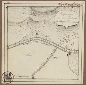 Denkmal für Prinz Louis Ferdinand auf dem Schlachtfeld. Situationsplan