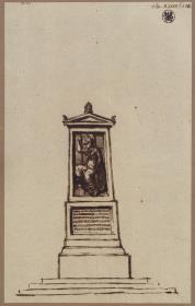 Denkstein mit dem Relief einer sitzenden Athena oder Minerva