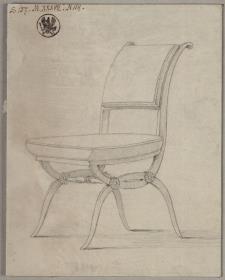 Berlin, Unter den Linden. Königliches Palais, Chamois-Zimmer Friedrich Wilhelms III. Entwurf zu einem Stuhl