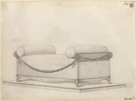 Berlin. Schloss Charlottenburg. Entwurf zum Bett für das Schlafzimmer der Königin Luise