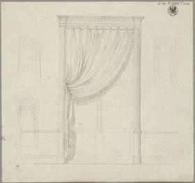Berlin, Unter den Linden. Königliches Palais, Entwurf zum Chamois-Zimmer Friedrich Wilhelms III. Fensterdekoration