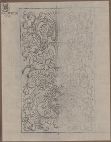 Ornament mit Hirschen, Hunden und Maske