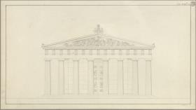 Architektur der geraden Bedeckung / Griechisch-dorischer Tempel mit achtsäuligem Portikus