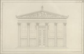 Architektur der geraden Bedeckung / Korinthischer Tempel mit sechssäuligem Prostylos