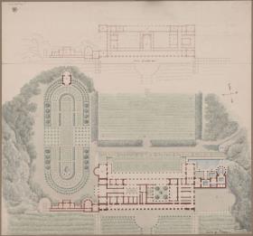 Rekonstruktion der Villa Tusca nach Plinius. Lageplan und Grundrisse des oberen und unteren Geschosses