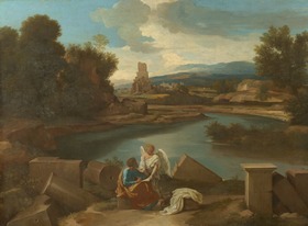 Landschaft aus der römischen Campagna, mit Matthäus und dem Engel