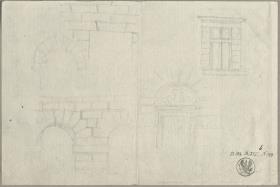Entwürfe zu Architektur gerader Bedeckung & Entwurf zu Rundbogenarchitektur & Entwurf zur Kombination von geradem Sturz und Rundbogen