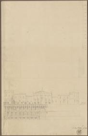 Berlin, Unter den Linden. Palais Prinz Wilhelm. Entwurf mit Ecktürmen. Teilaufriss
