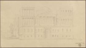 Berlin, Unter den Linden. Palais Prinz Wilhelm. Entwurf mit Ecktürmen. Ansicht