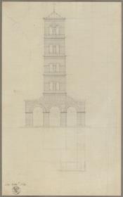 Rathenow. St. Andreaskirche. Entwurf zum Turm mit Rundbogenhalle