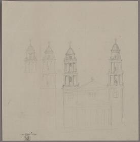 Entwürfe zu Türmen & Entwurf zu einer Kirche mit Doppelturmfassade