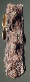 Messergriff mit Rest des hölzernen, mit je zwei Nieten befestigten Griffbeschlags