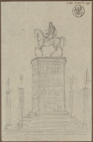 Berlin, Unter den Linden. Entwurf für ein Friedrichsdenkmal in Form eines Reiterstandbildes