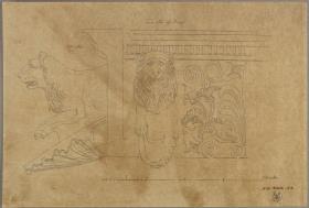 Terracotta aus Pompeji / Entwurf zu einer Sima mit Löwen und Ornament