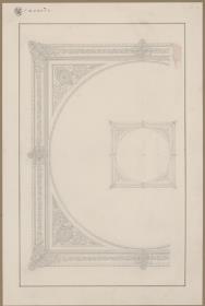 Vorzeichnung für die Vorbilder für Fabrikanten und Handwerker. Teil 2, Abteilung 2, Blatt 12: Entwurf für einen Tondorahmen für die Königliche Gemäldesammlung (Gemäldegalerie) im Königlichen Museum (Altes Museum) in Berlin