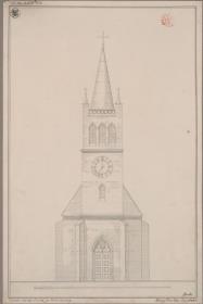 Jähnsdorf (Janiszowice, Kreis Crossen, Ostbrandenburg). Entwurf zum Turmbau der Kirche. Aufriss