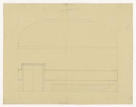 Entwurf Oberlichtsaal, Ansicht, Bauhaus Weimar (Lagepläne und Gebäude)