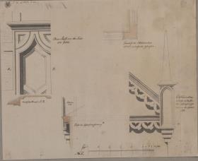 Döringshagen (Wołowiec), ehemals Kreis Naugard, Regierungsbezirk Stettin (Województwo Zachodniopomorskie). Entwurf zu einer Kirche. Äußere Details