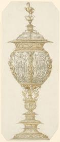 Großer Pokal,  auf dem Deckel Greif mit Schlange