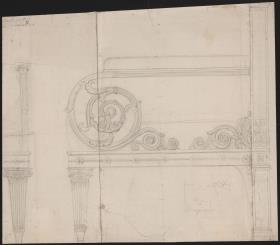 Berlin, Wilhelmstraße 102. Palais des Prinzen Albrecht von Preußen. Entwurf zu einem Ecksofa